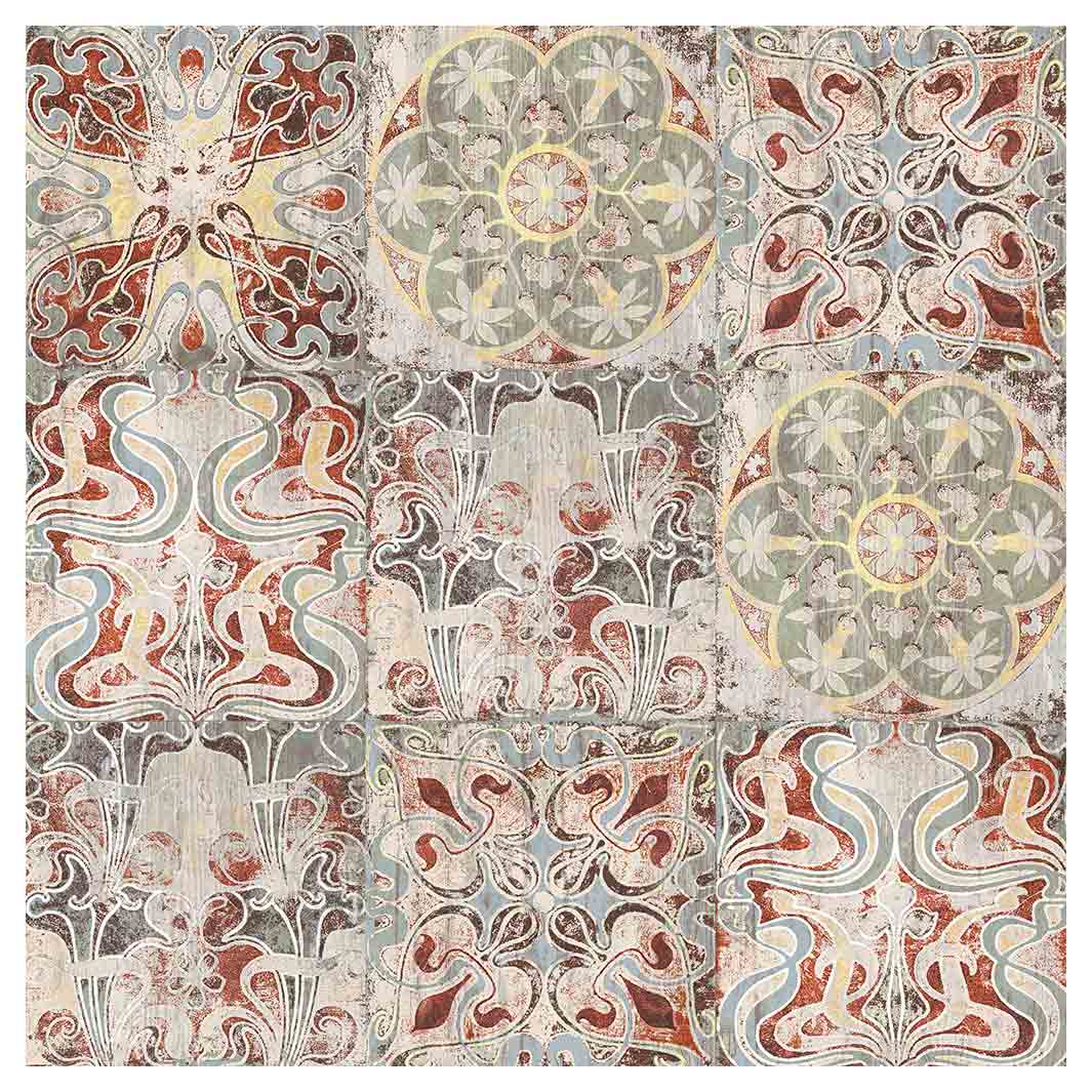 ANTIQUE FADED MOROCCAN TILE SQUARE SCATTER CUSHION