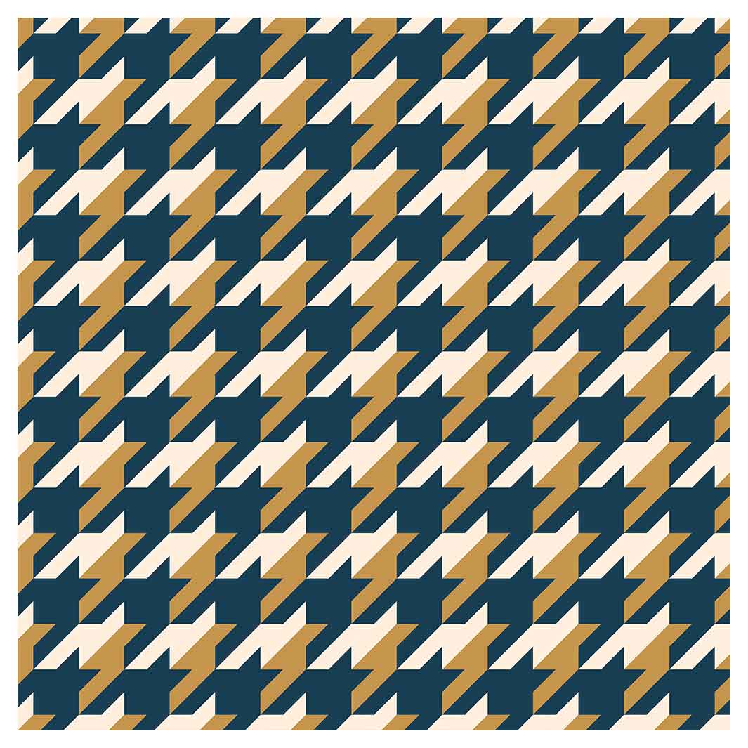 HOUNDSTOOTH BLUE AND GOLD SQUARE SCATTER CUSHION