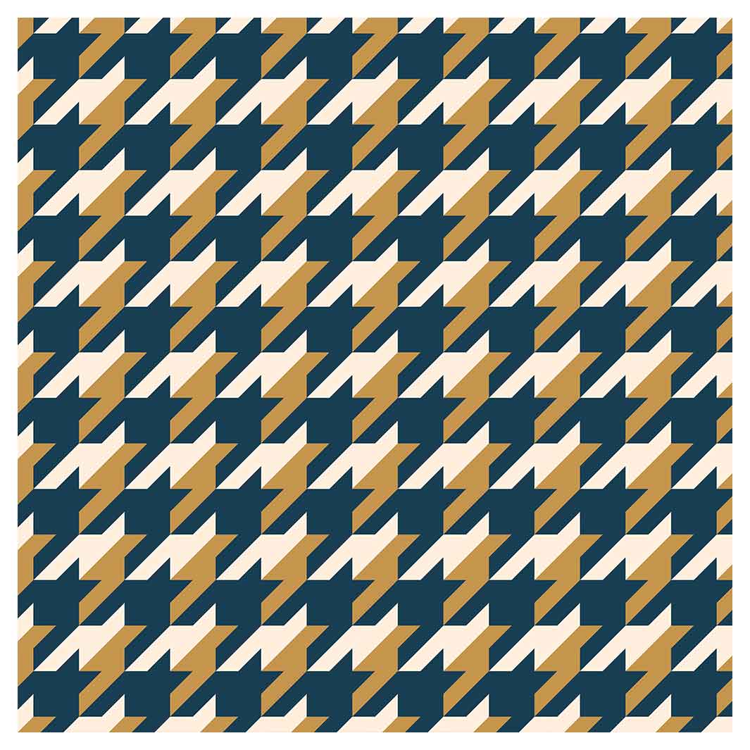 HOUNDSTOOTH BLUE AND GOLD SQUARE SCATTER CUSHION