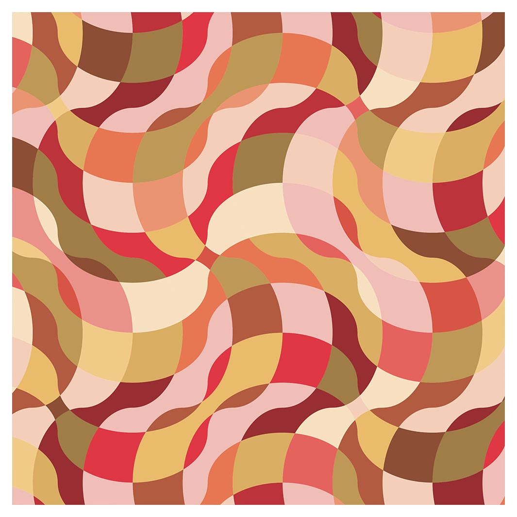 RETRO WAVE PATTERN PINKS AND MUSTARD SQUARE SCATTER CUSHION