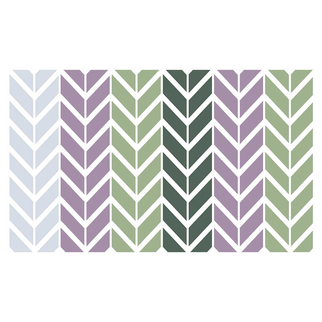 GEOMETRIC GREEN AND PURPLE CHEVRON PATTERN RECTANGULAR SCATTER CUSHION