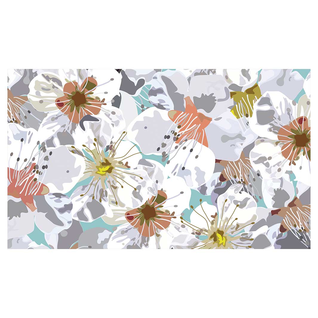ABSTRACT FLOWERS GREY AND ORANGE PATTERN RECTANGULAR SCATTER CUSHION