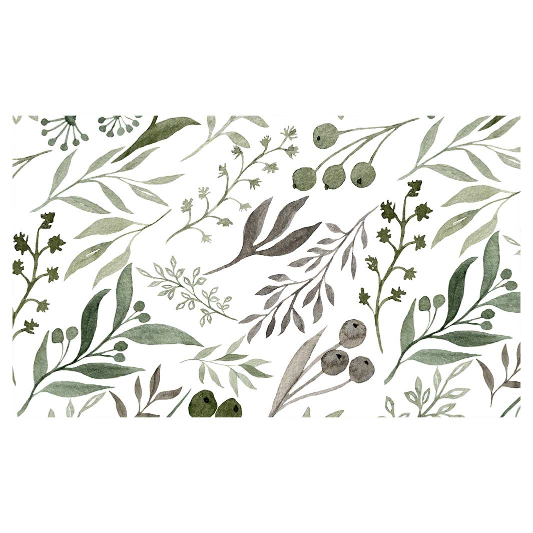 WATERCOLOUR GREEN LEAVES RECTANGULAR SCATTER CUSHION