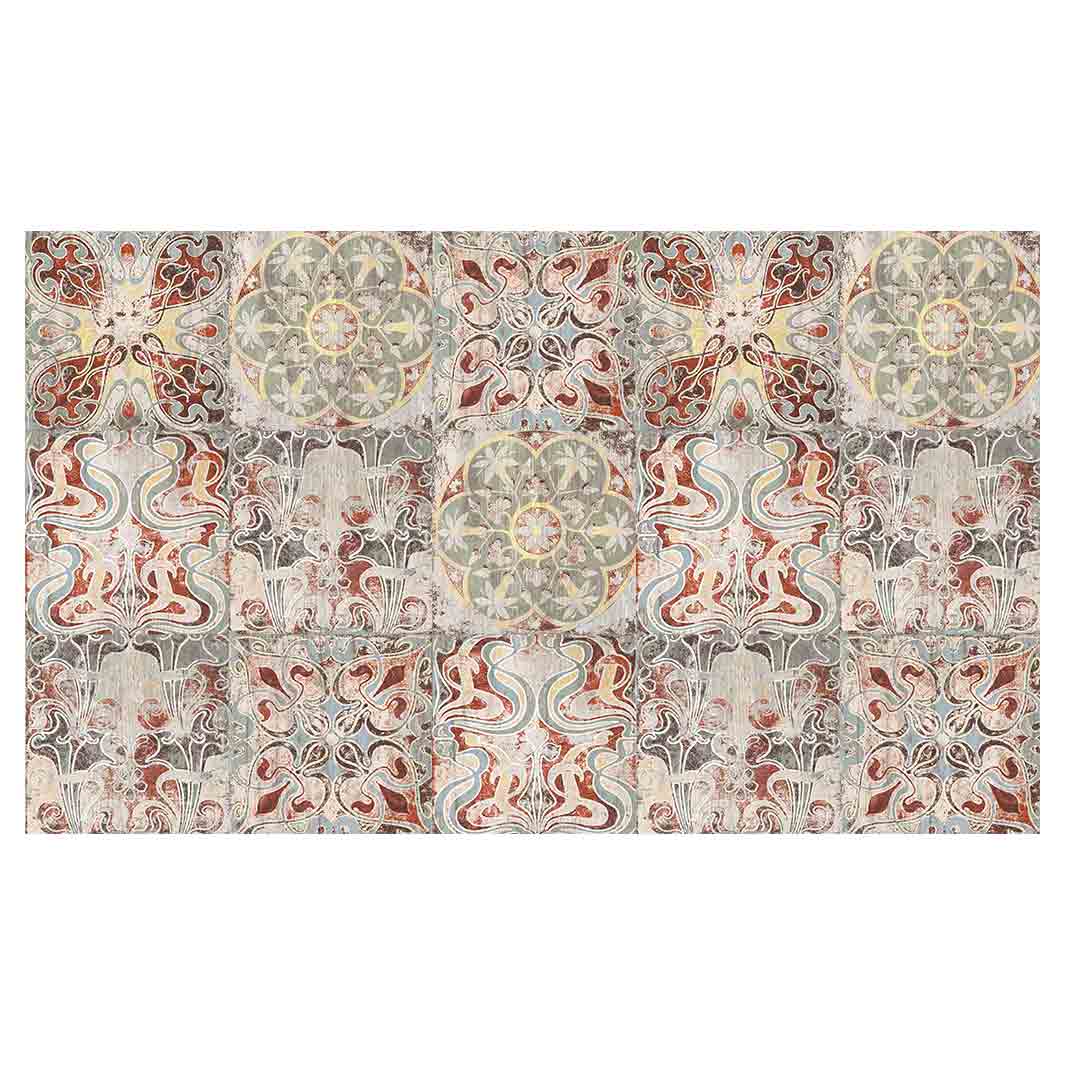 ANTIQUE FADED MOROCCAN TILE RECTANGULAR SCATTER CUSHION