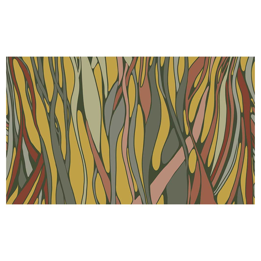 WAVY LINE ART MUSTARD AND PINK RECTANGULAR SCATTER CUSHION