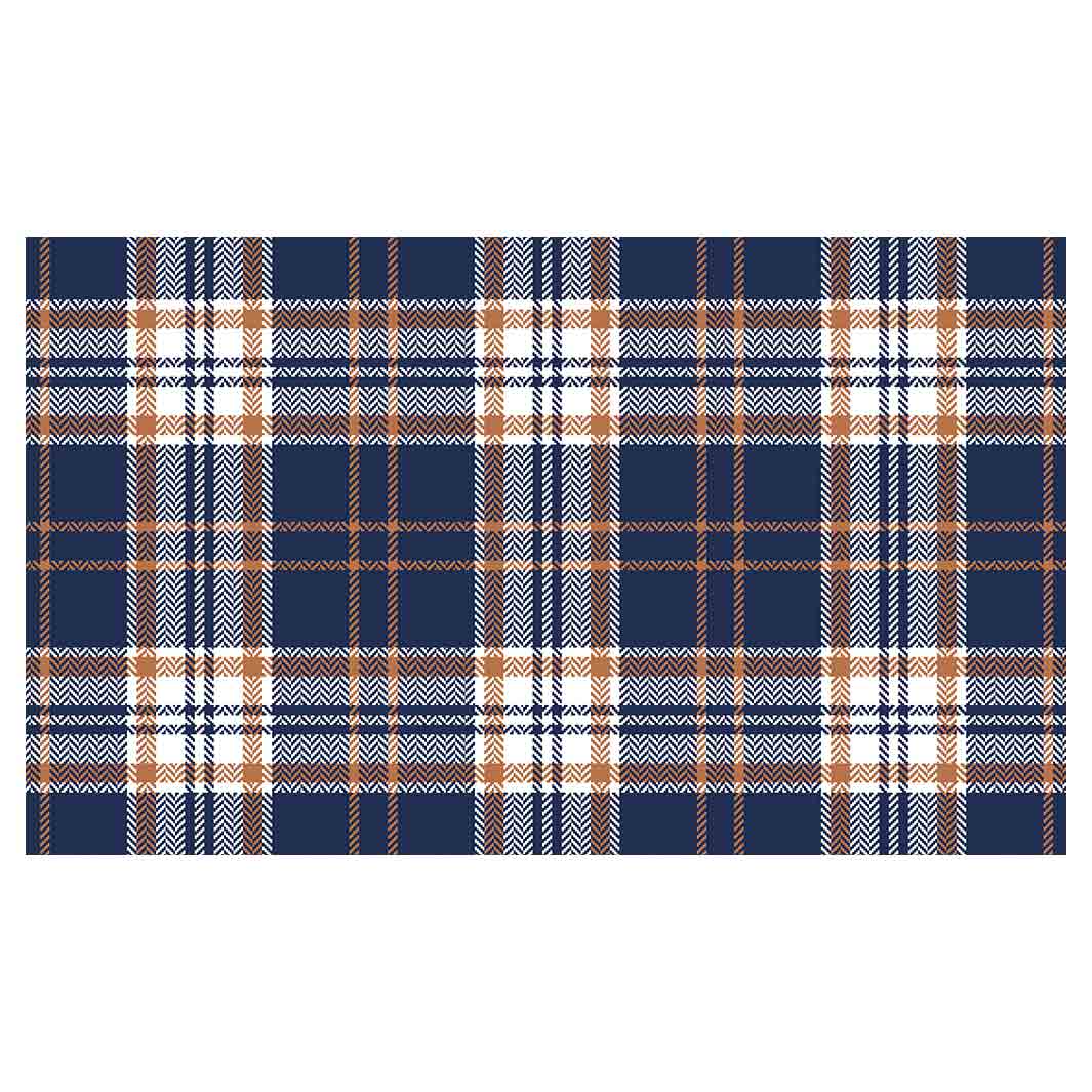 NAVY AND GOLD PLAID PATTERN RECTANGULAR SCATTER CUSHION