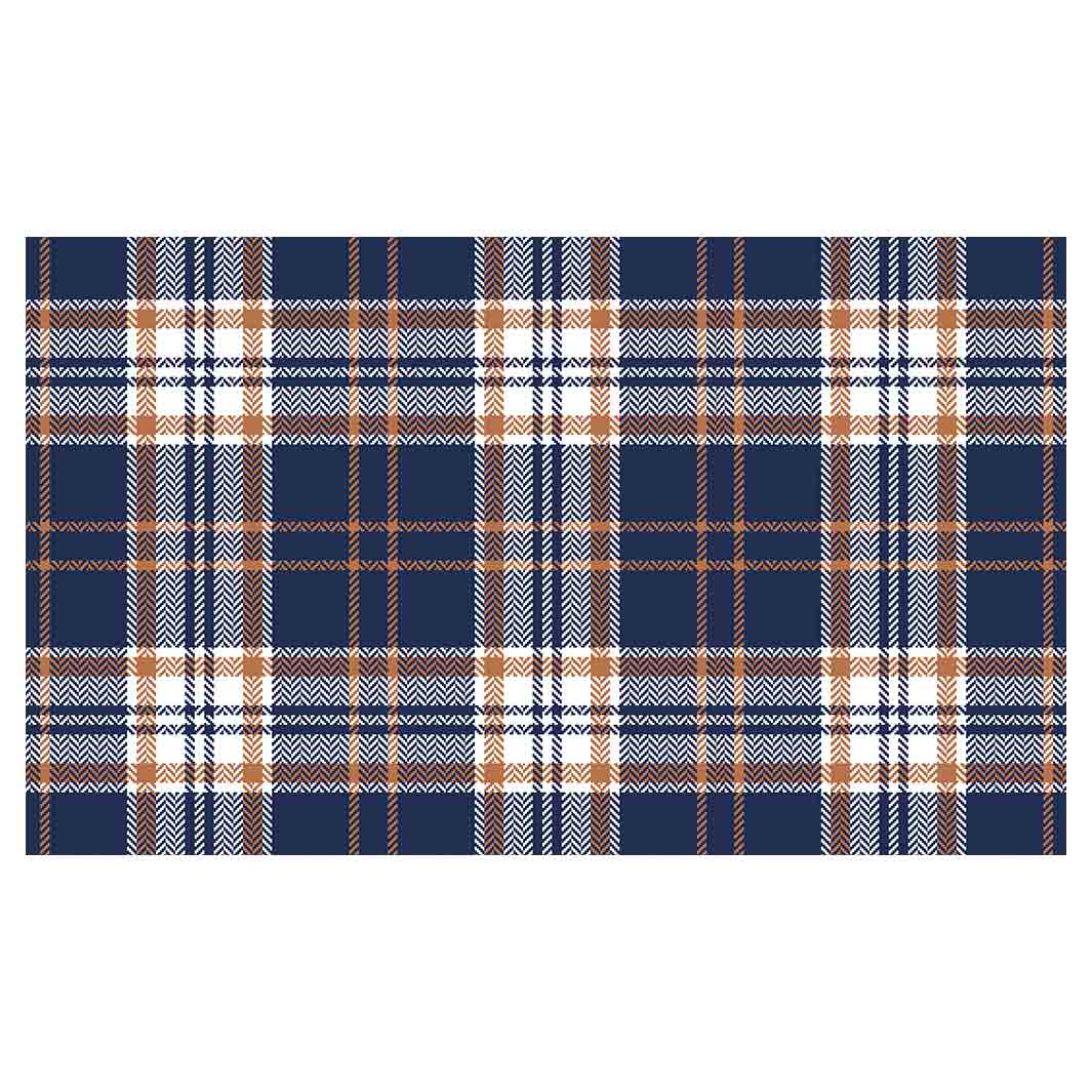 NAVY AND GOLD PLAID PATTERN RECTANGULAR SCATTER CUSHION