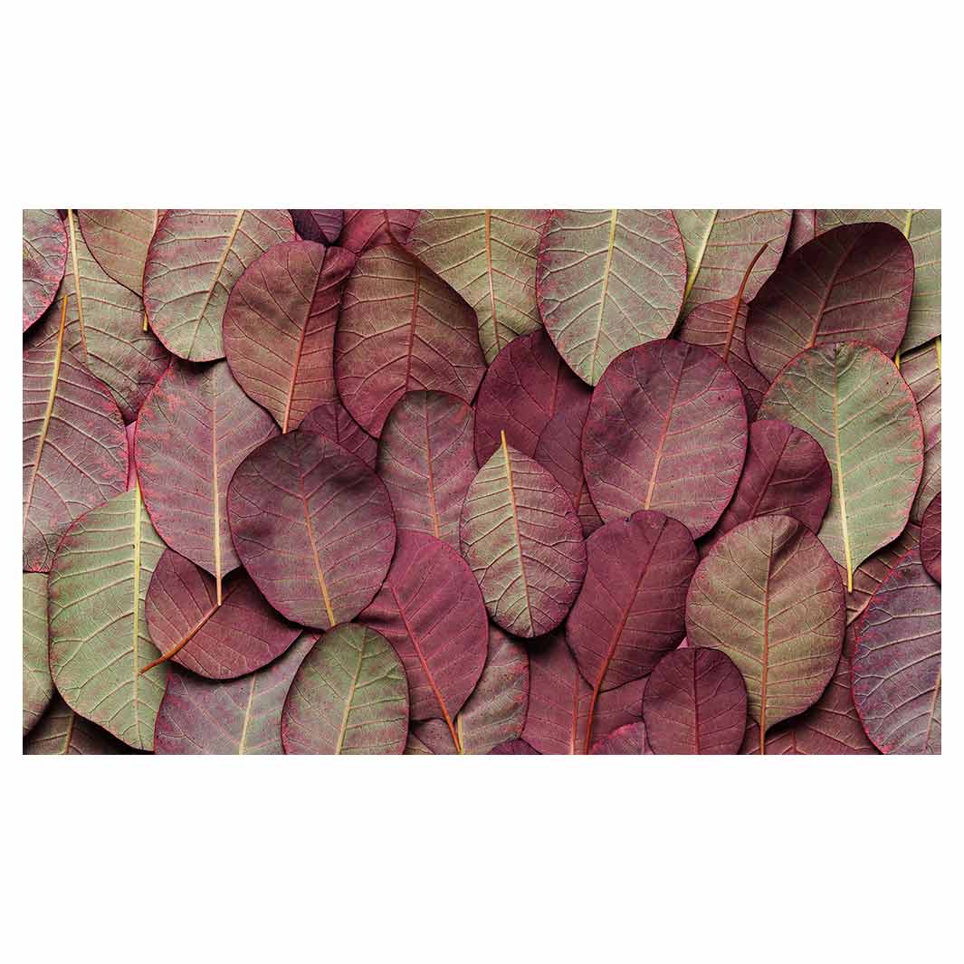 LEAF ARRANGEMENT DARK MAUVE AND GREEN RECTANGULAR SCATTER CUSHION