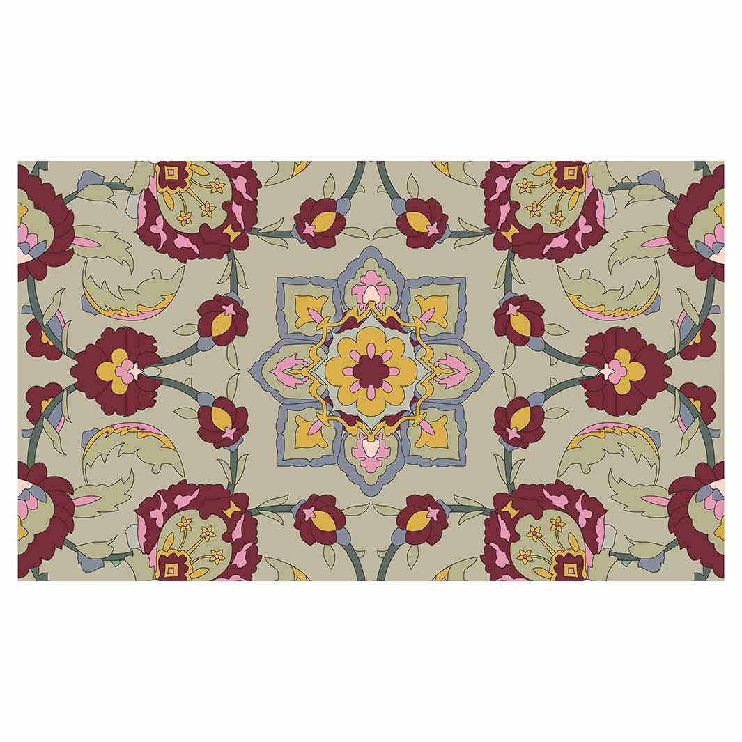 RETRO SYMMETRICAL FLORAL DESIGN MAROON RECTANGULAR SCATTER CUSHION