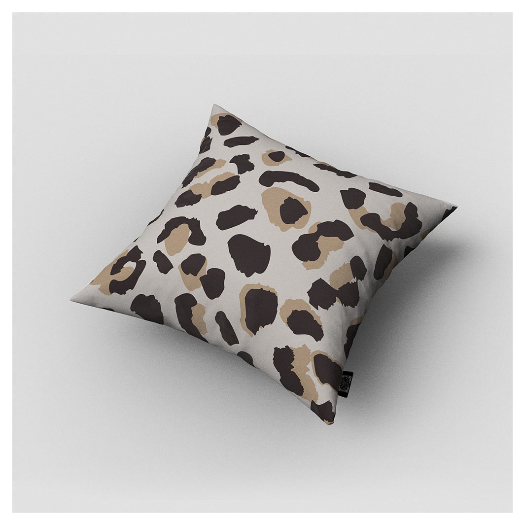 KIDS NATURAL BROWN LEOPARD PRINT CUSHION