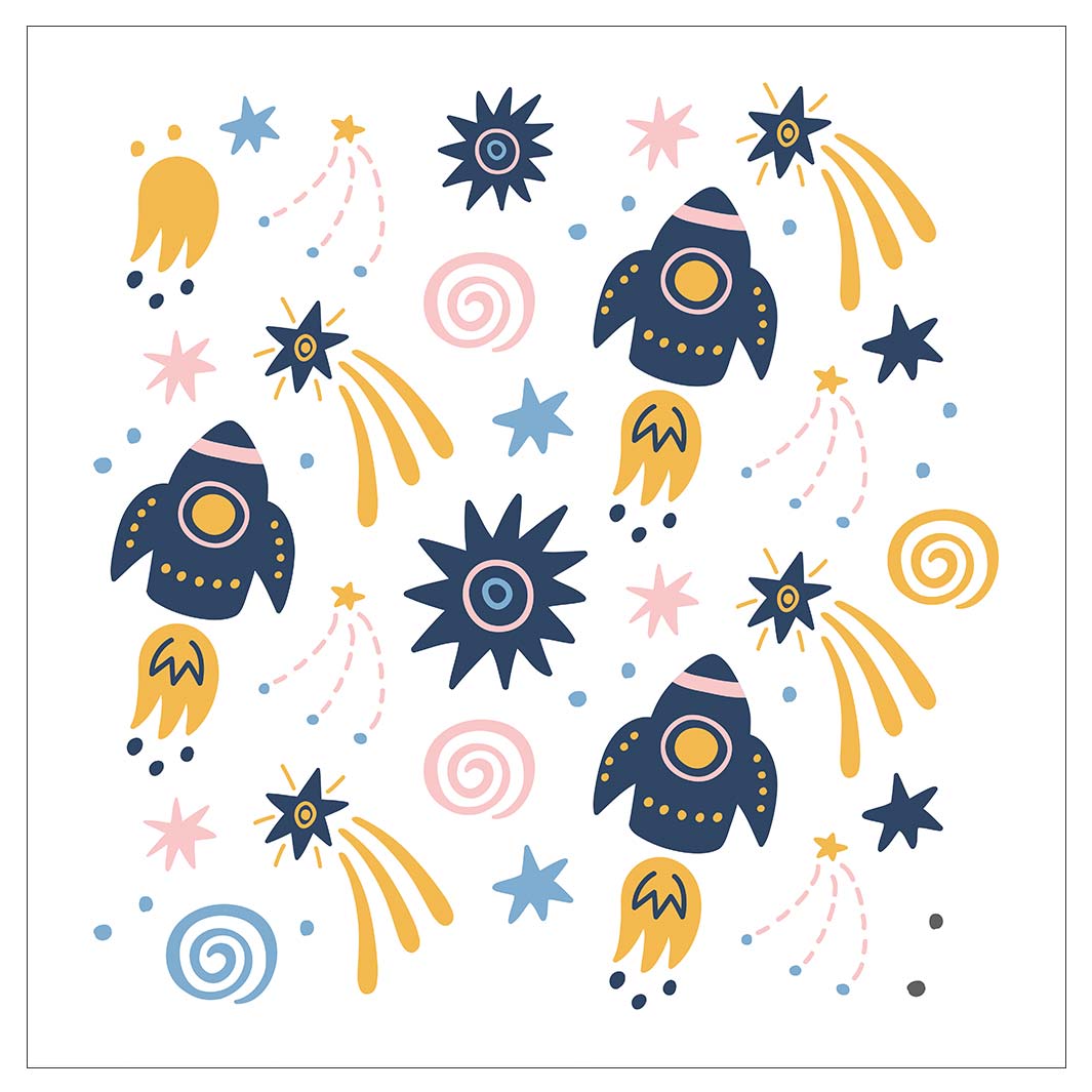 KIDS COLOURFUL SPACESHIPS PATTERN CUSHION