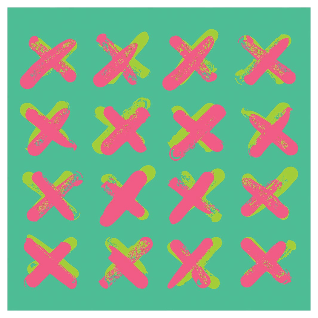 KIDS PINK AND GREEN CROSS PATTERN CUSHION