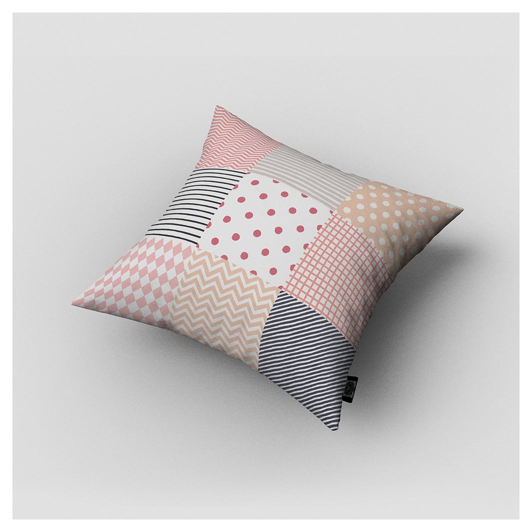 KIDS PINK DOTS AND LINES PATTERNS CUSHION