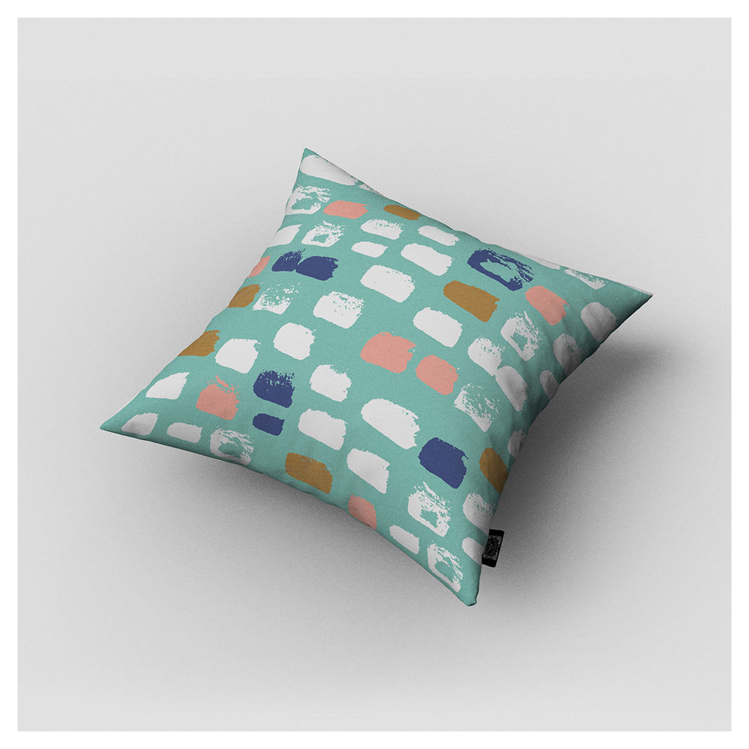 KIDS PINK PAINT BRUSH PATTERN CUSHION