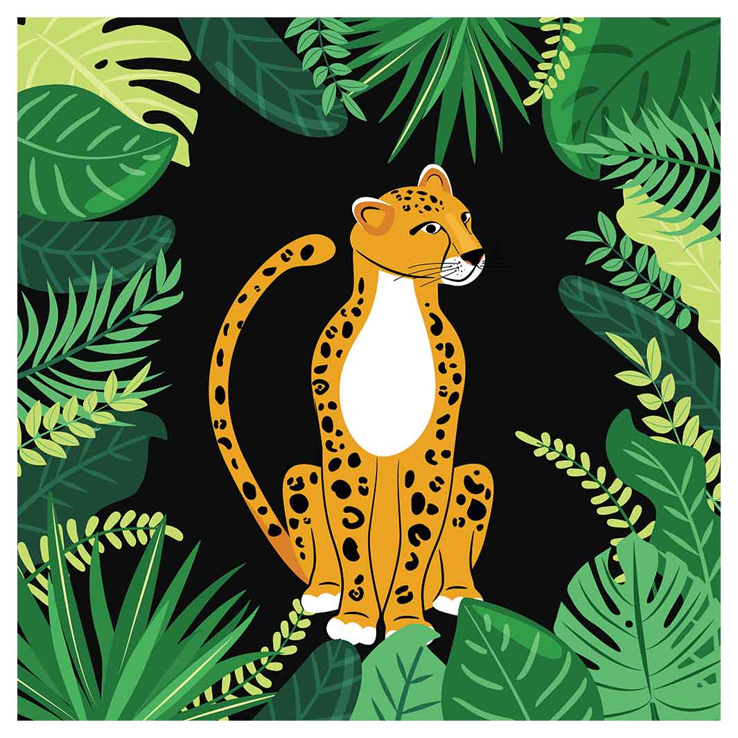 KIDS GREEN DARK JUNGLE LEOPARD CUSHION