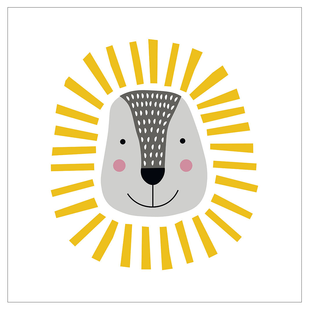 KIDS YELLOW GEO LINES LION CUSHION