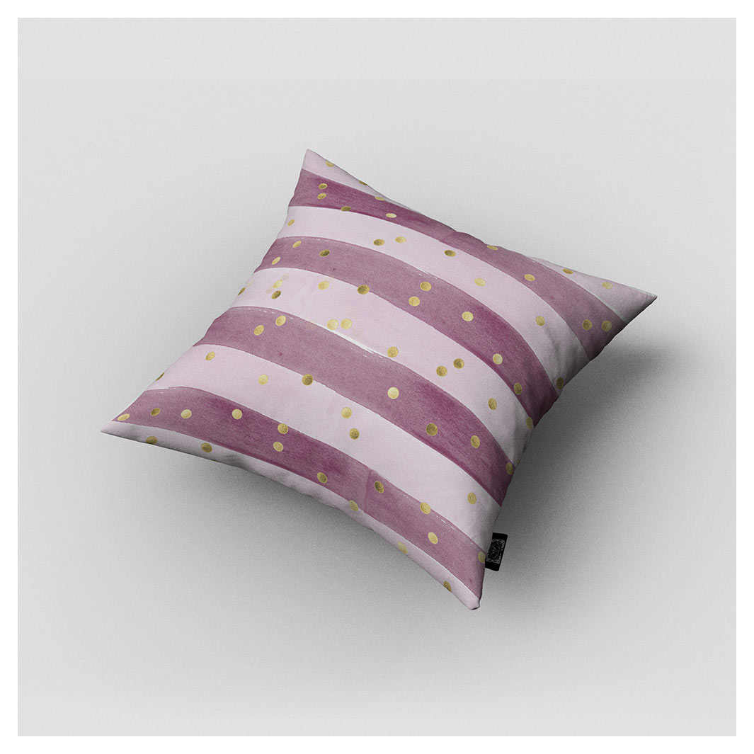 KIDS PINK WATERCOLOUR LINES AND CONFETTI CUSHION