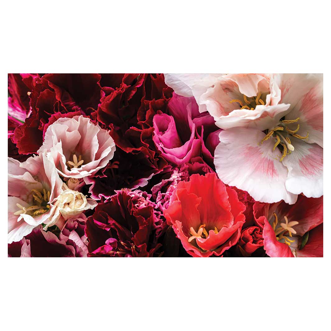 FLORAL PINK AND RED LISIANTHUS FLOWER MIX TABLECLOTH