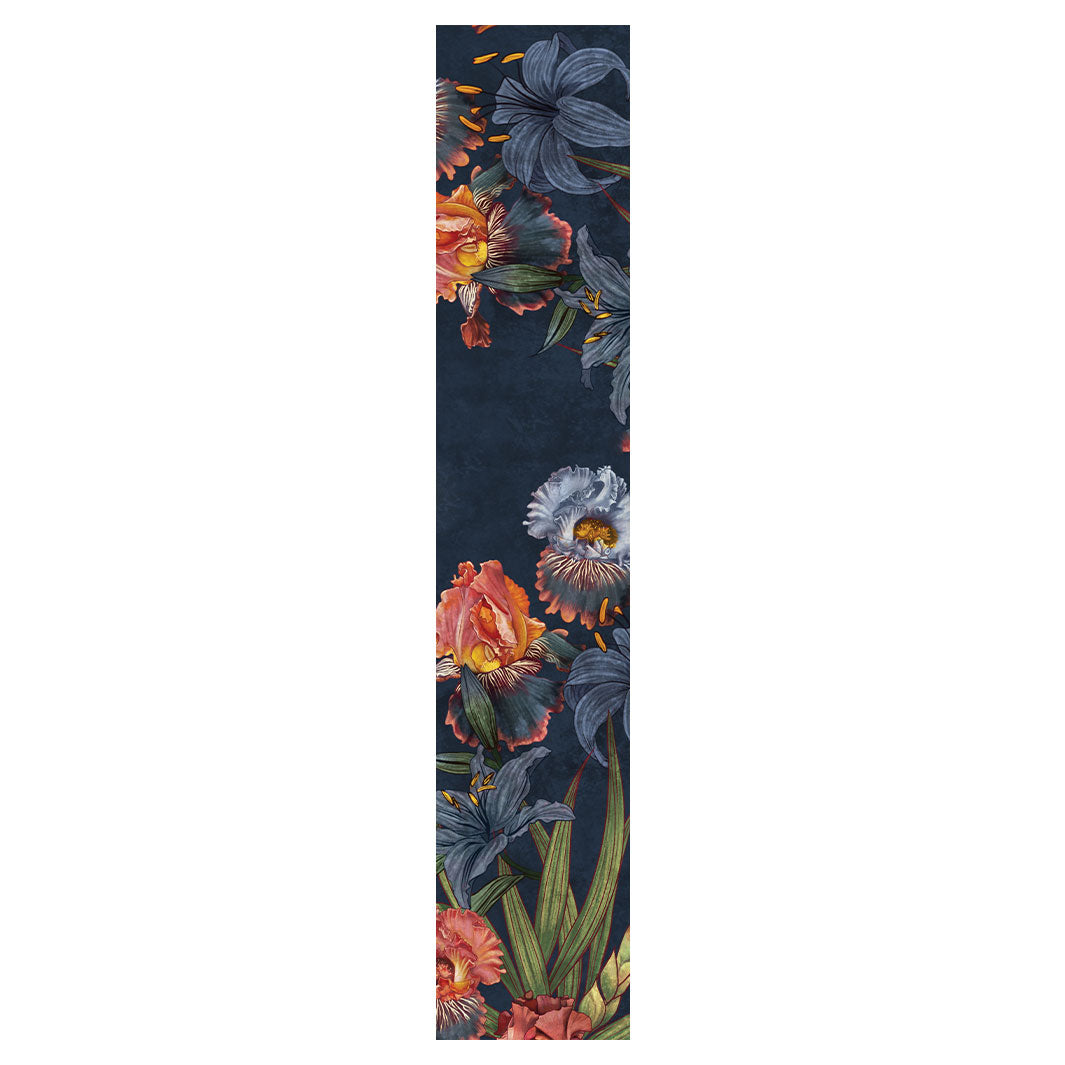 FLORAL NAVY LILIES AND IRIS PAINTING TABLE RUNNER