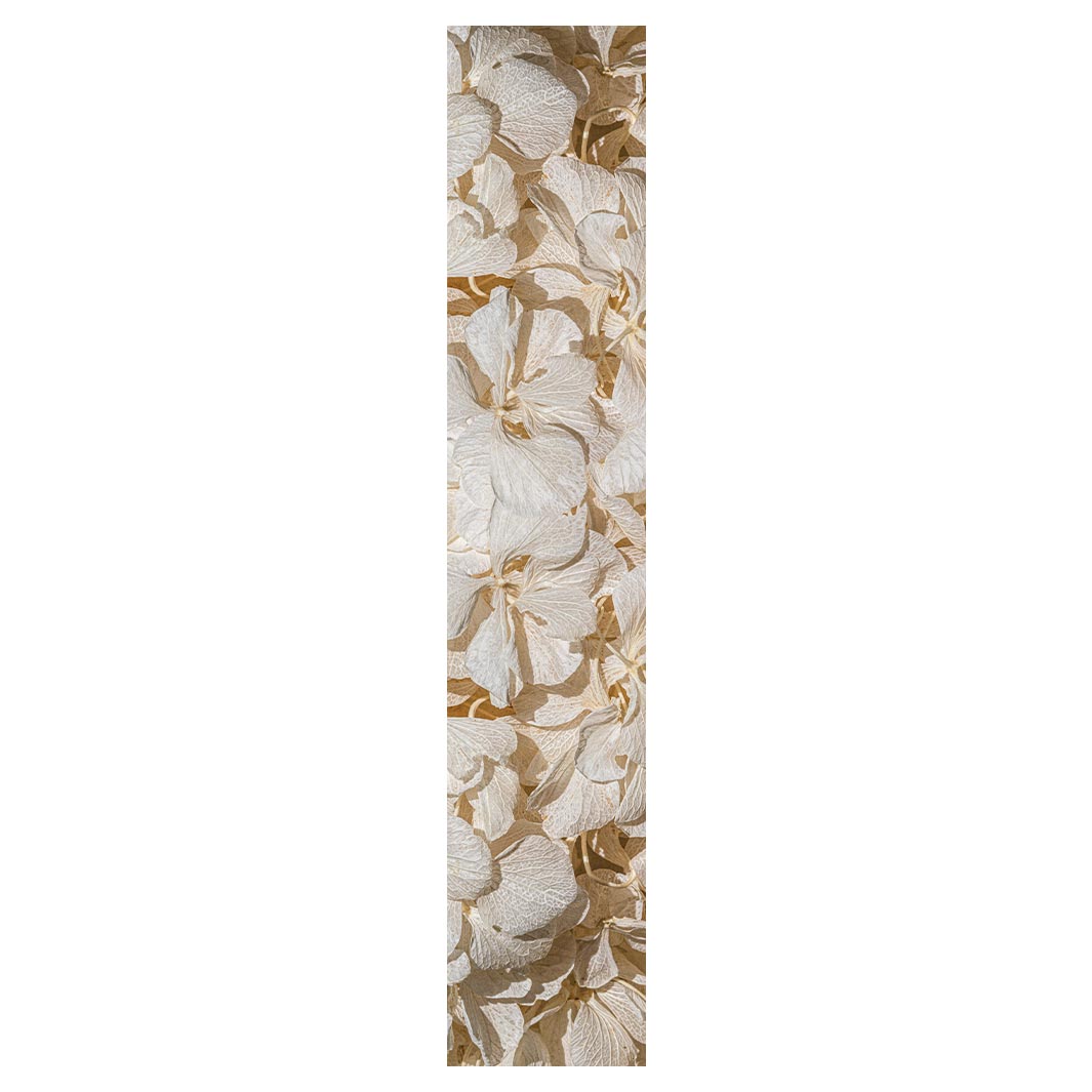 FLORAL CREAM BLEACHED HYDRANGEA LEAVES TABLE RUNNER