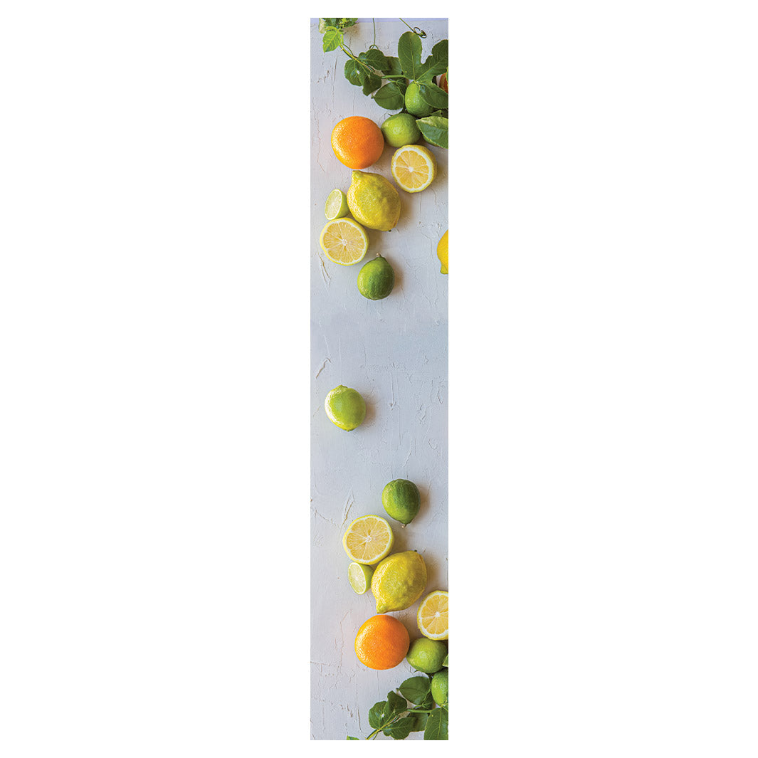 NATURAL YELLOW AND ORANGE CITRUS ON WHITE TABLE RUNNER