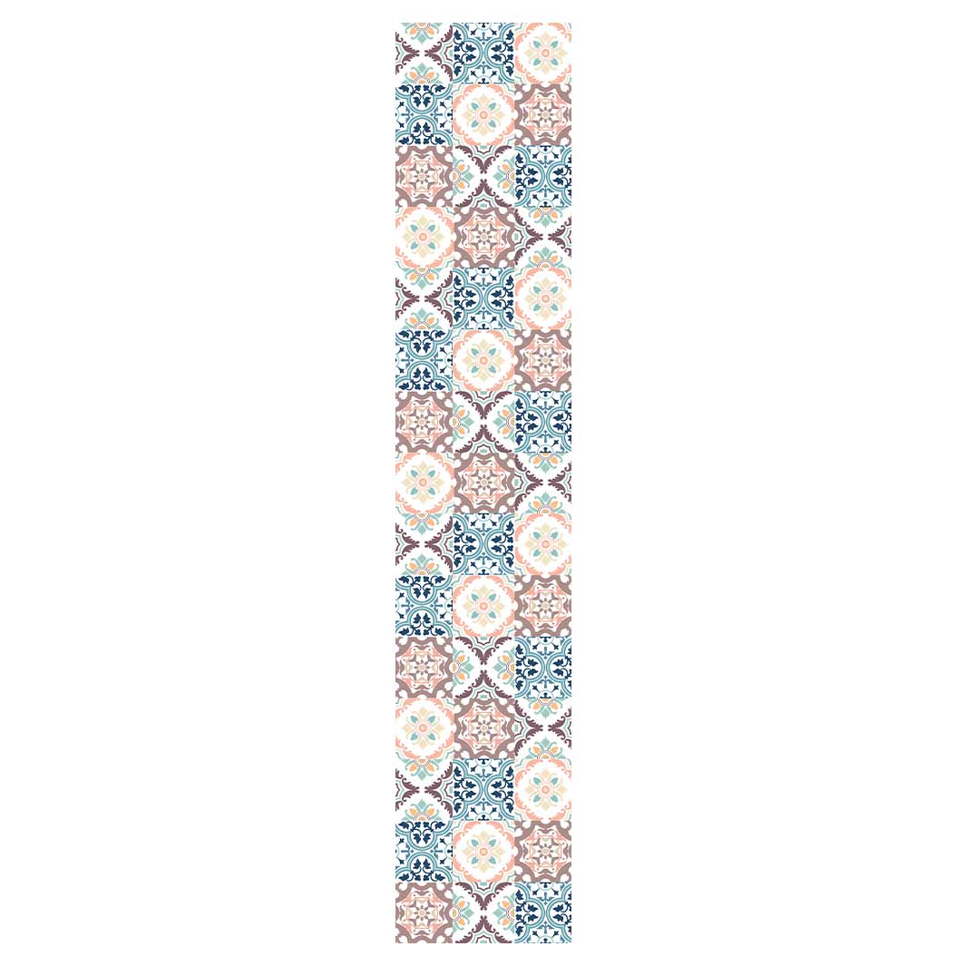 PATTERN BLUE AND MAUVE TILE TABLE RUNNER