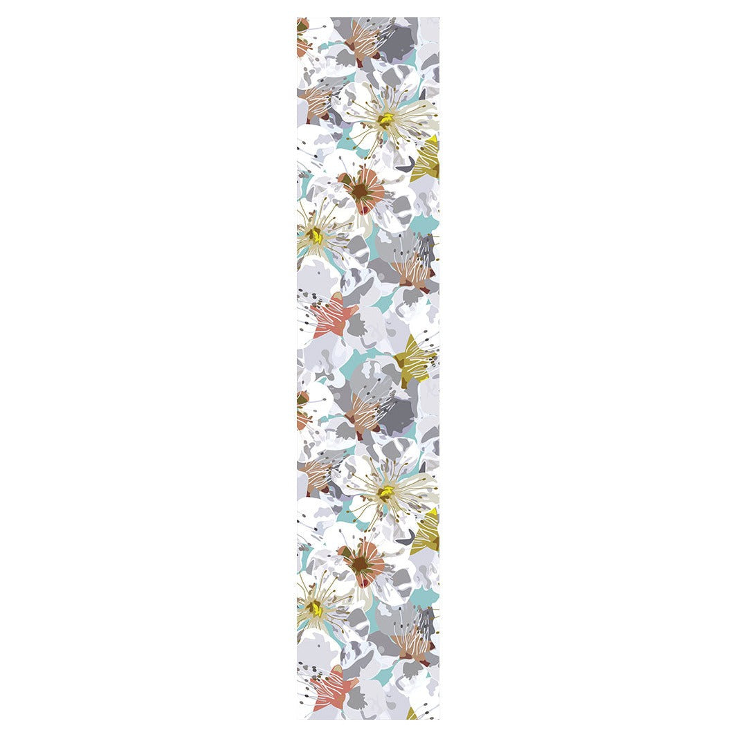ABSTRACT FLOWERS GREY AND ORANGE PATTERN TABLE RUNNER