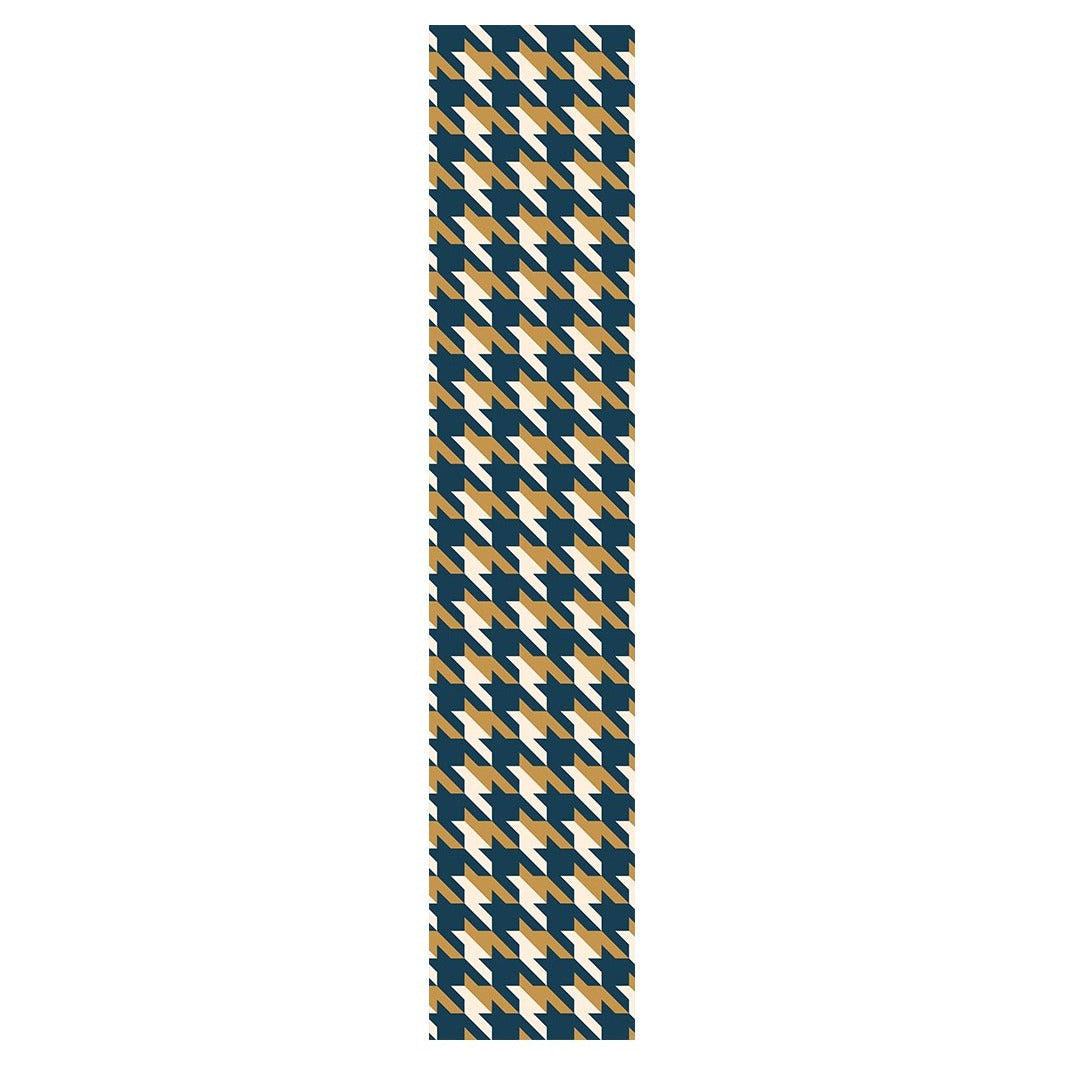 HOUNDSTOOTH BLUE AND GOLD TABLE RUNNER
