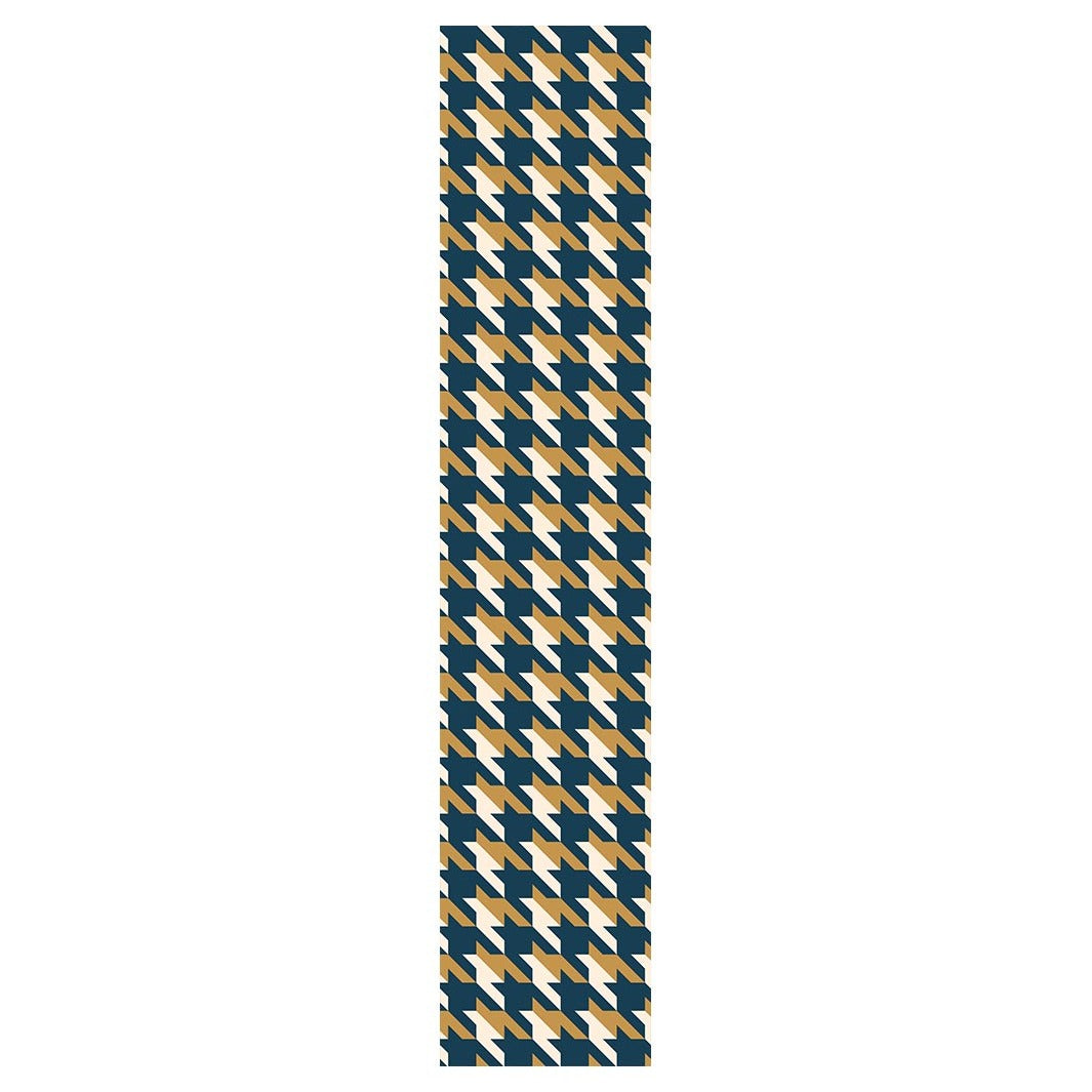 HOUNDSTOOTH BLUE AND GOLD TABLE RUNNER