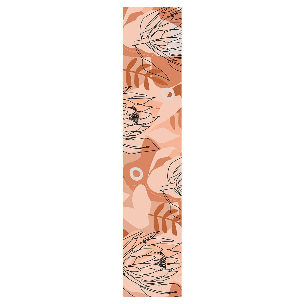 PROTEA LINE ART ON ABSTRACT NEUTRAL DESIGN TABLE RUNNER