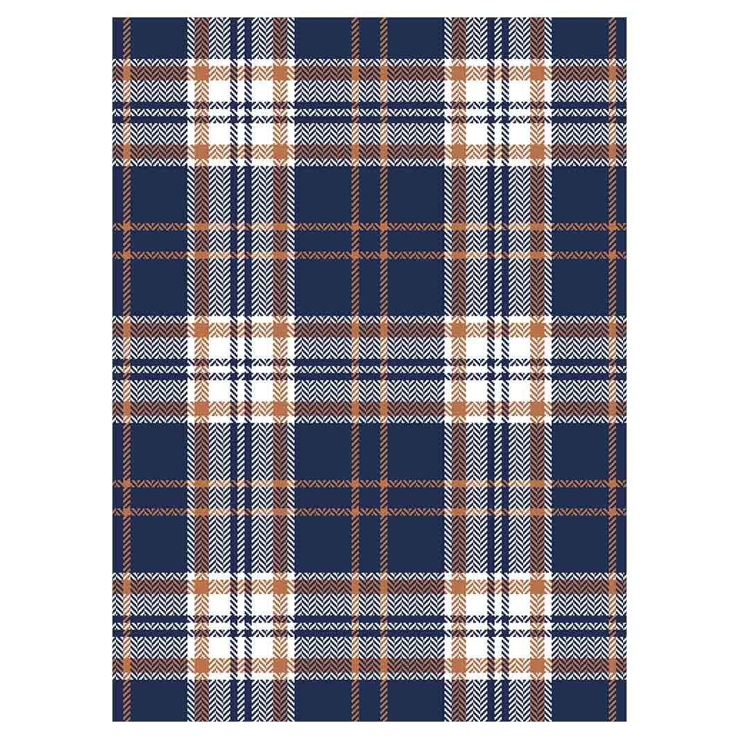 NAVY AND GOLD PLAID PATTERN TEA TOWEL