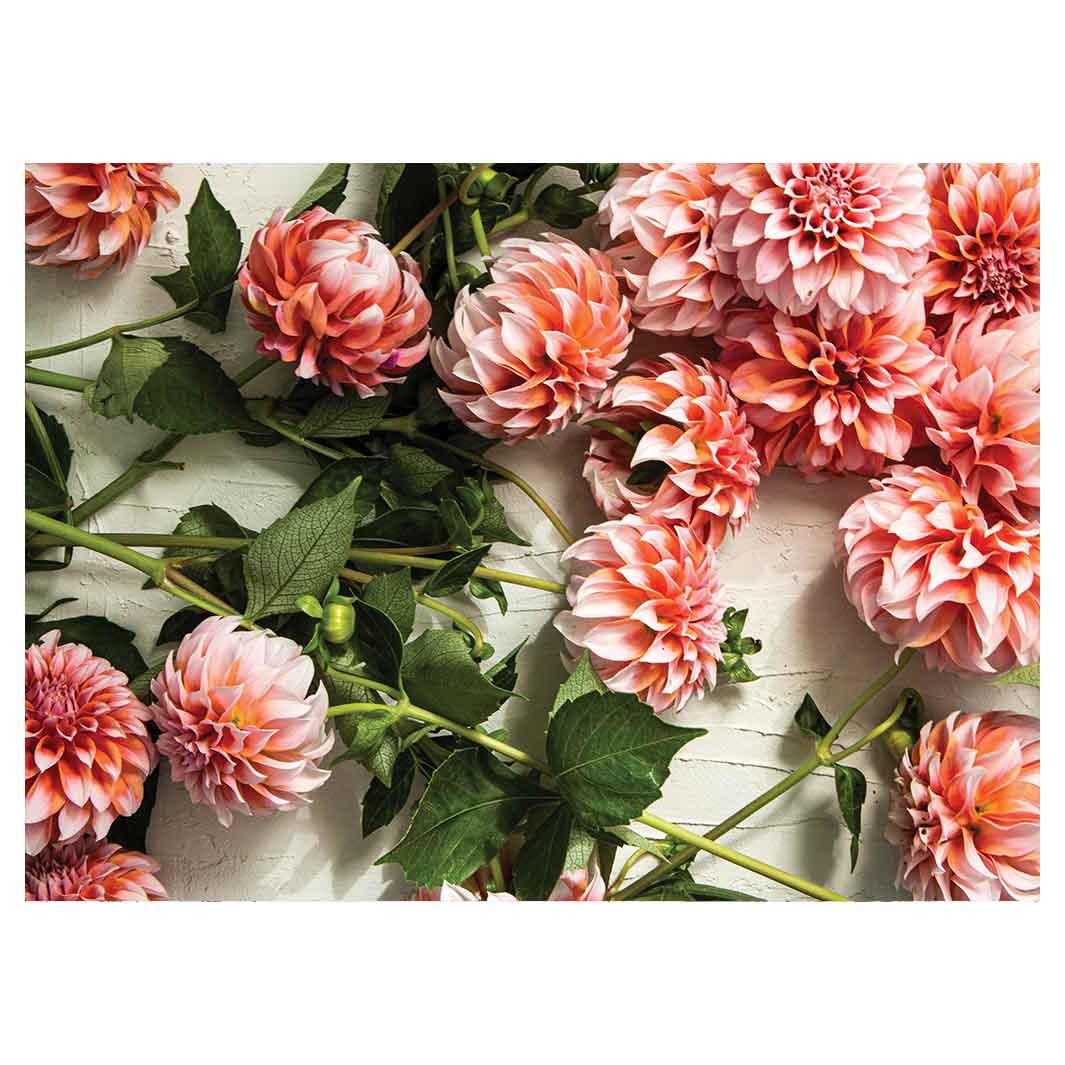 FLORAL ORANGE SCATTERED DAHLIAS WITH LEAVES TEA TRAY
