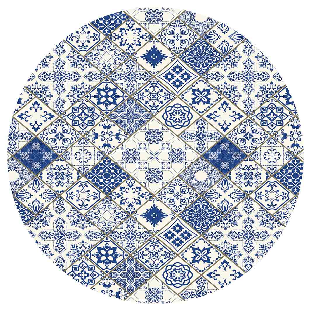 PATTERN BLUE DIAMOND LISBON VINYL FOAM ROUND MAT