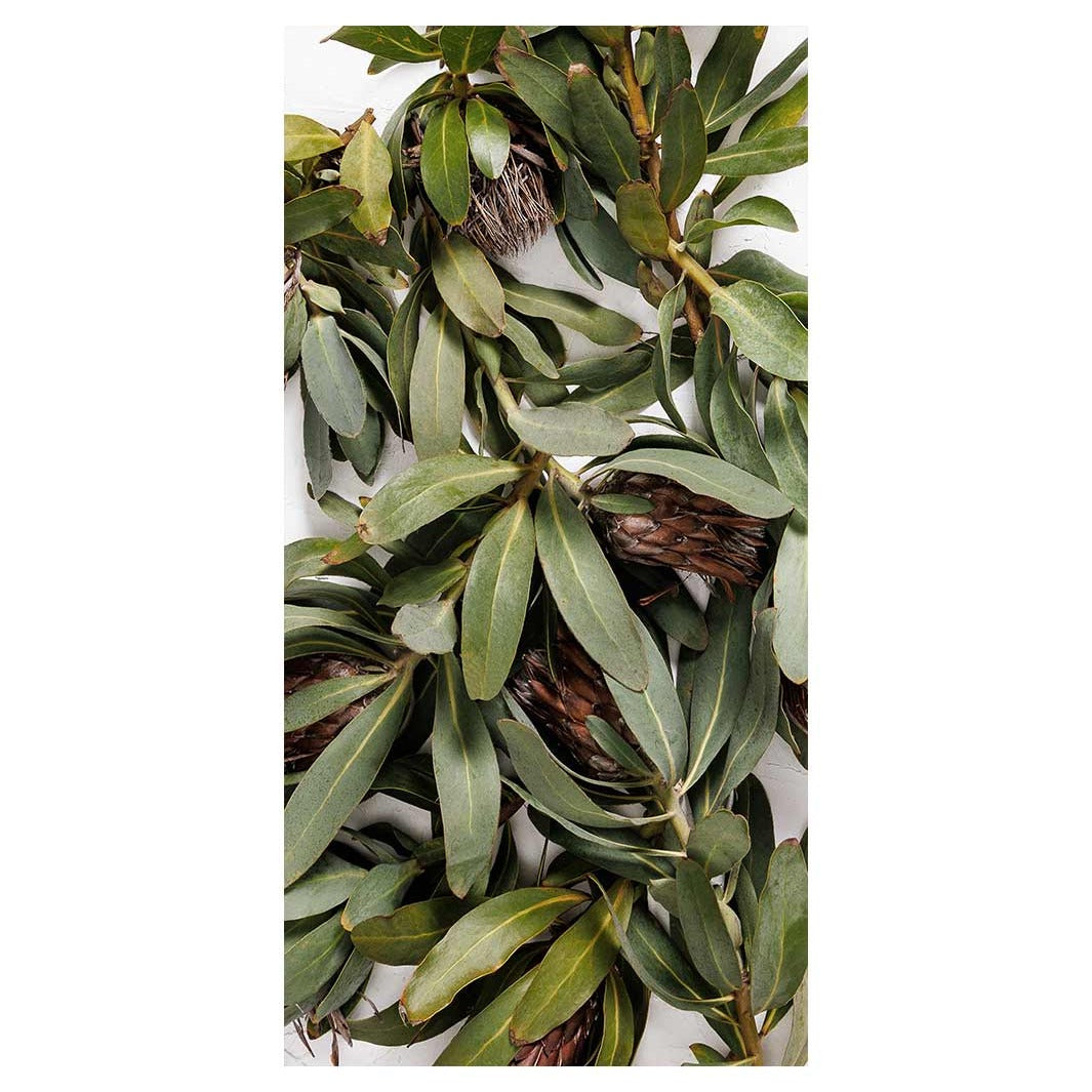 DRIED PROTEA WITH GREEN LEAVES VINYL FOAM RUNNER MAT