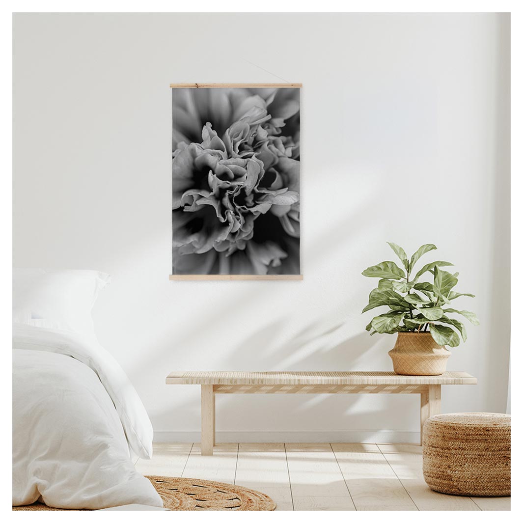 FLORAL BLACK AND WHITE PEONY WALL HANGING
