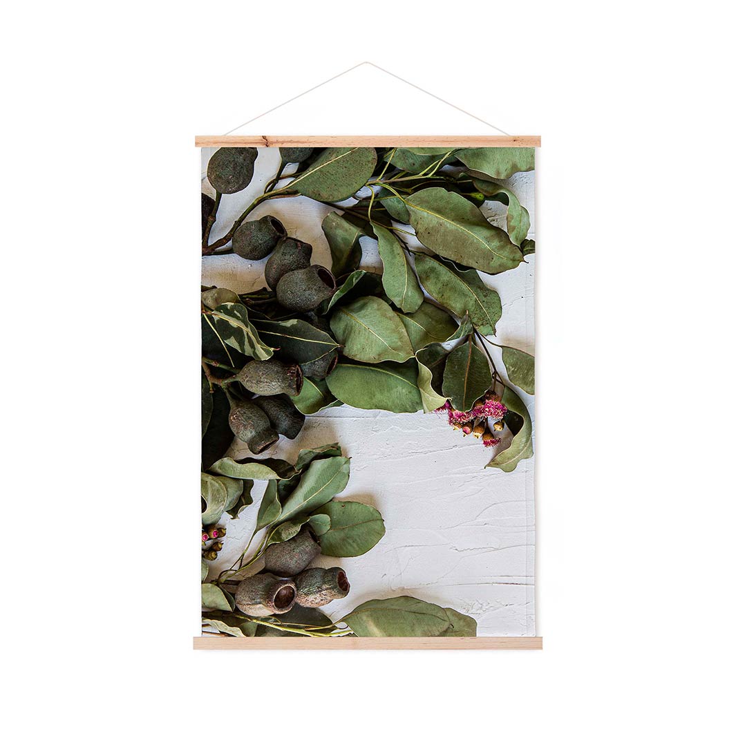 LEAVES GREEN BOTANICAL WITH PINK BLOSSOM WALL HANGING