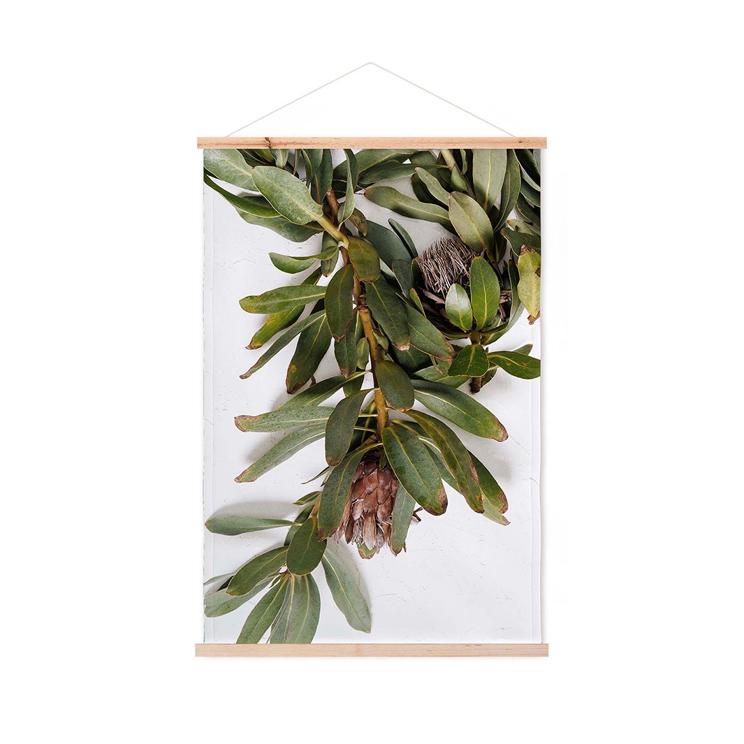 DRIED PROTEA WITH GREEN LEAVES WALL HANGING