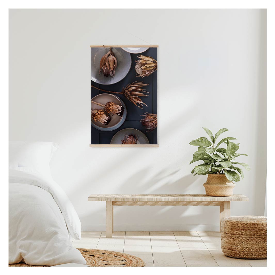 GOLDEN PROTEA AND PLATES WALL HANGING