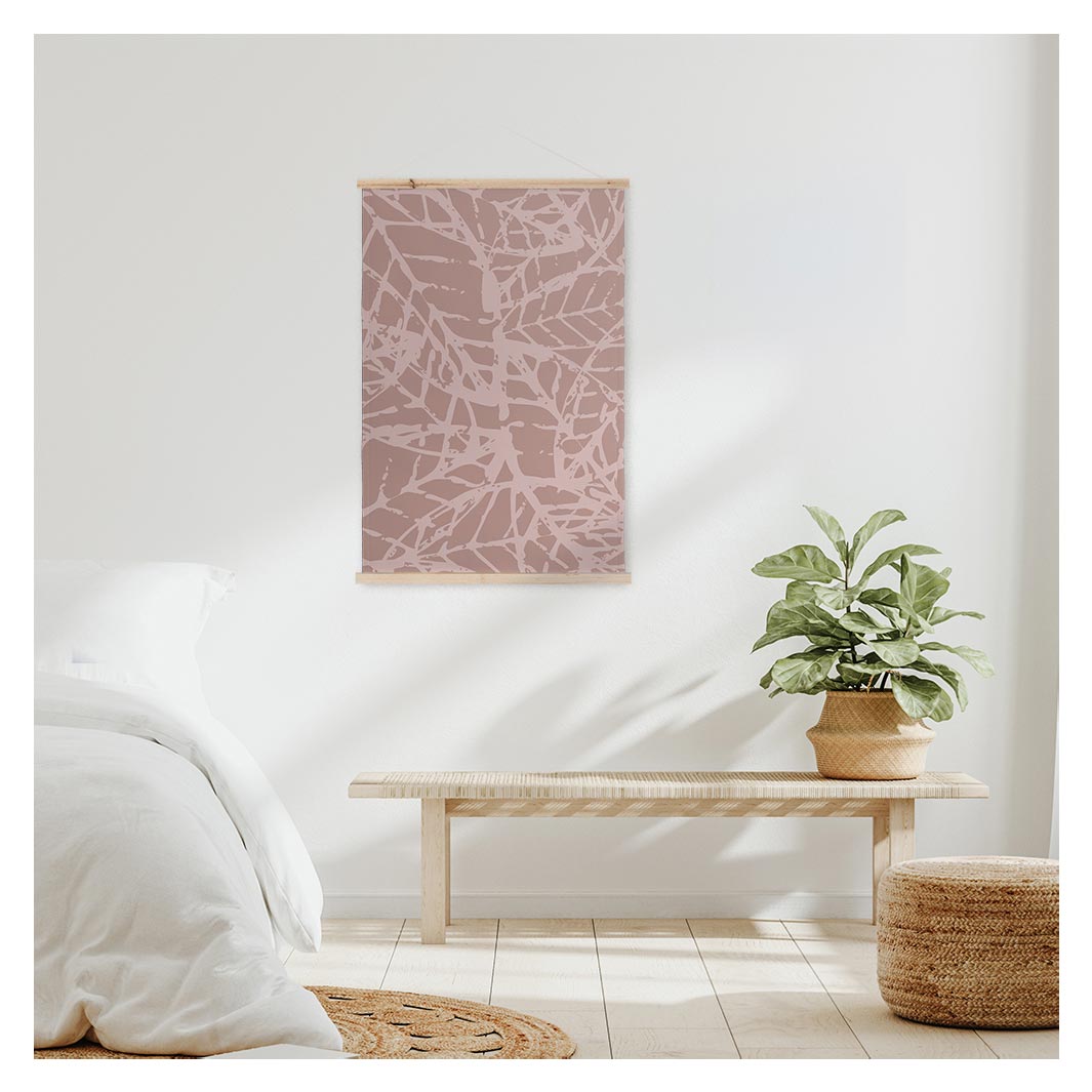 LEAF STAMP MUTED PINK PATTERN WALL HANGING