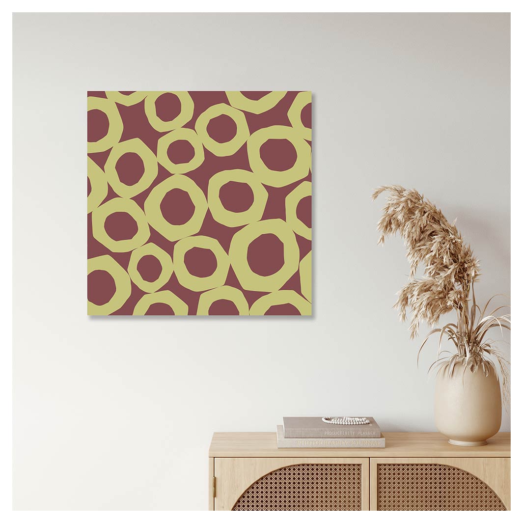 GEOMETRIC GREEN AND MAUVE PATTERN PERSPEX