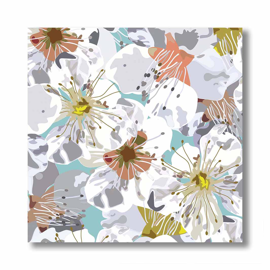 ABSTRACT FLOWERS GREY AND ORANGE PATTERN PERSPEX
