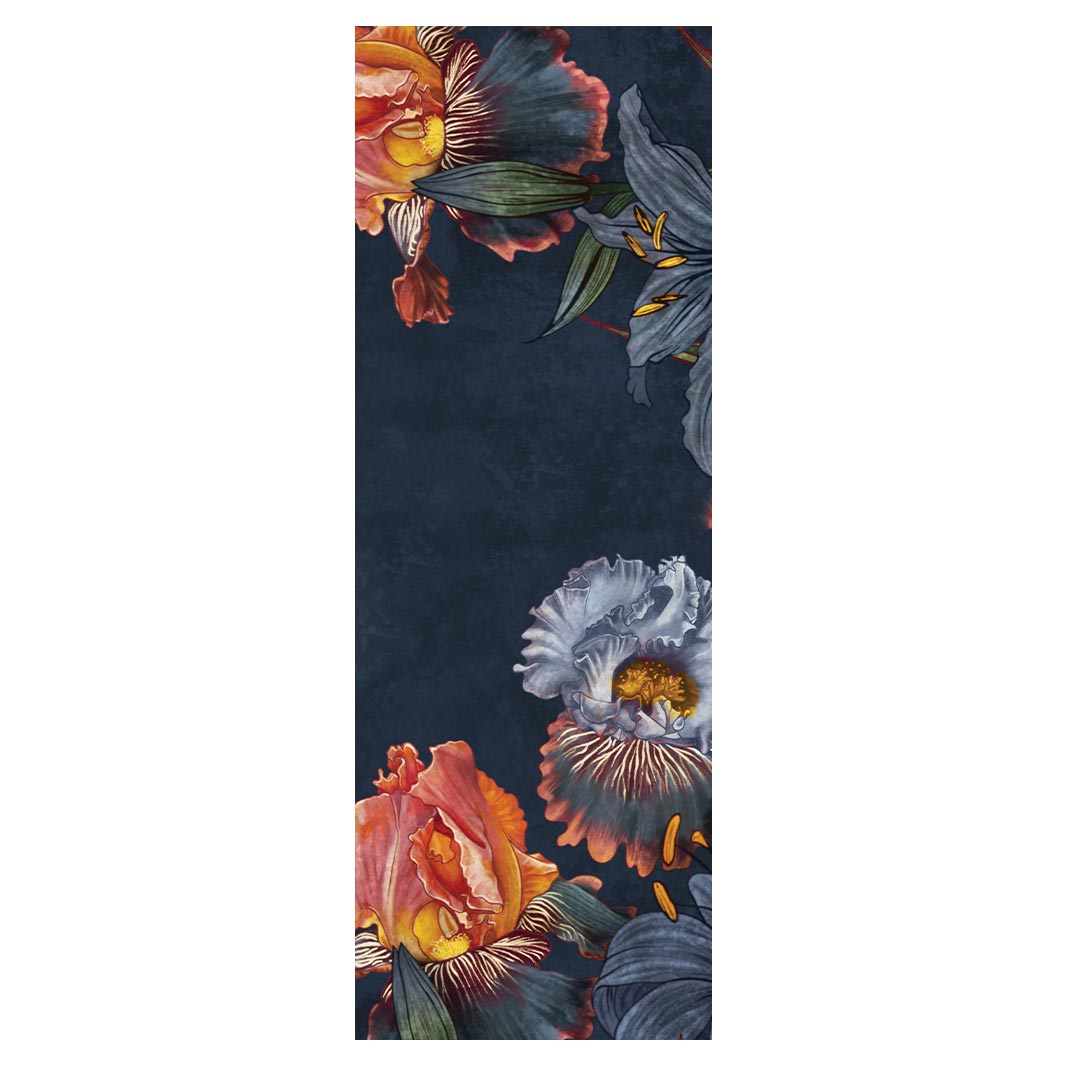 FLORAL NAVY LILIES AND IRIS PAINTING YOGA MAT