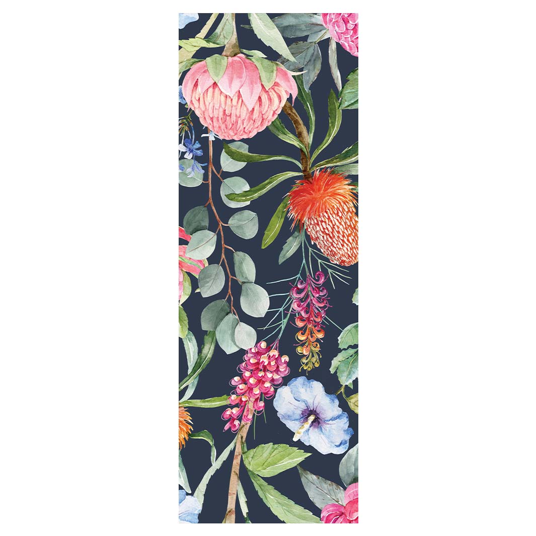 FLORAL NAVY MIXED FLOWERS WITH EUCALYPTUS LEAVES YOGA MAT