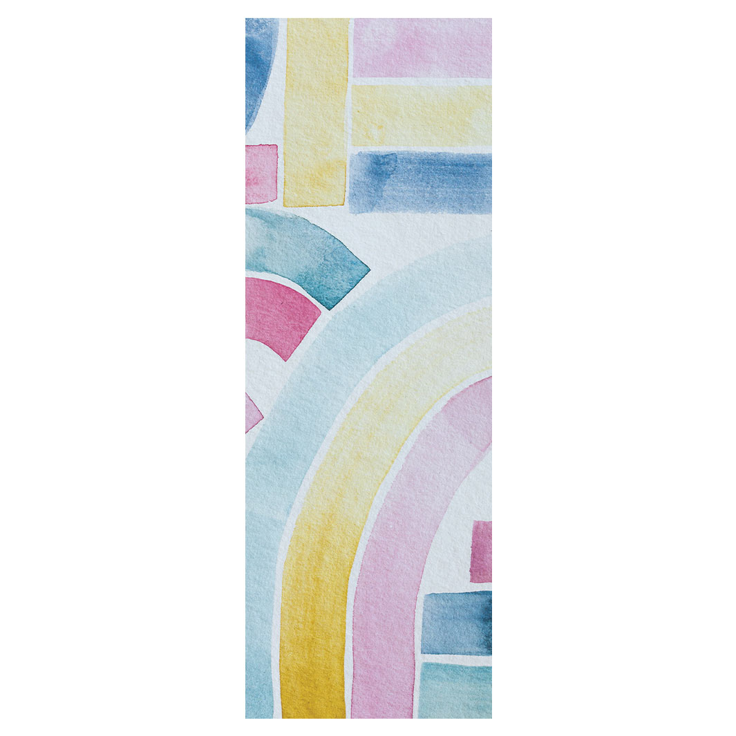 DESIGN PINK AND BLUE WATERCOLOUR LINES YOGA MAT