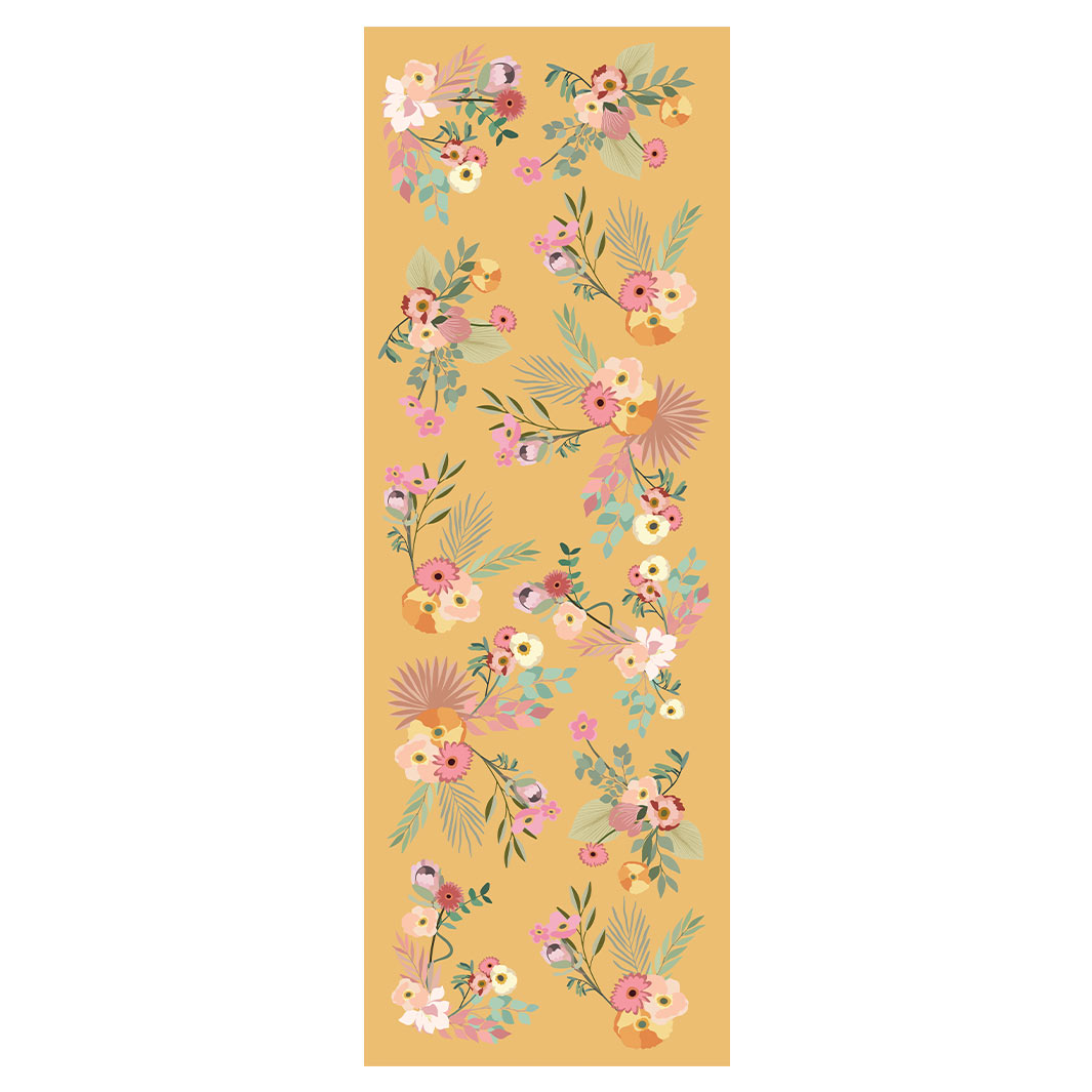 DESIGN YELLOW AND PINK FLORAL BOUQUET PATTERN YOGA MAT