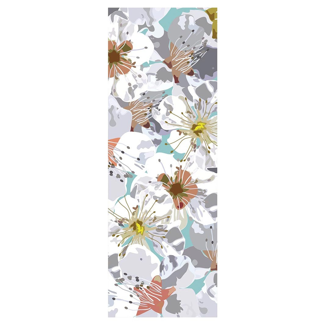 ABSTRACT FLOWERS GREY AND ORANGE PATTERN YOGA MAT
