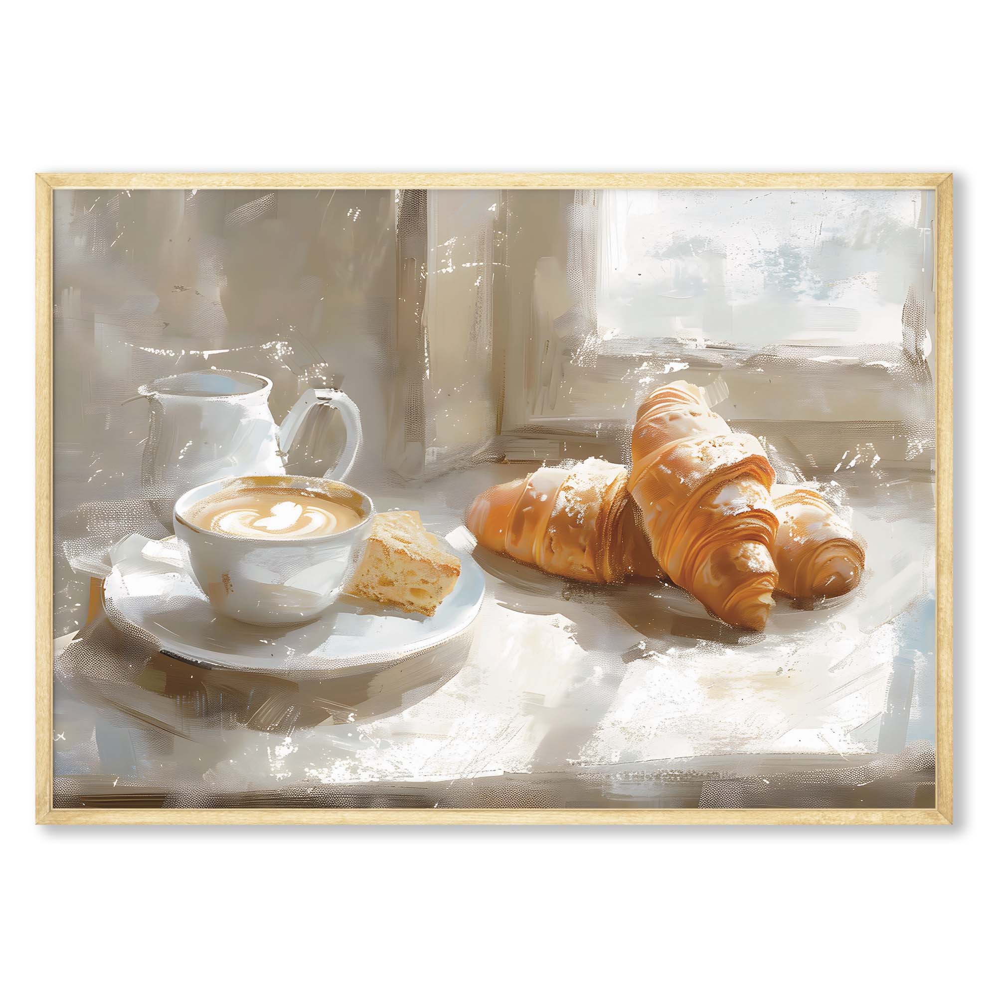 COFFEE AND CROISSANT COMPOSITE FRAMED CANVAS