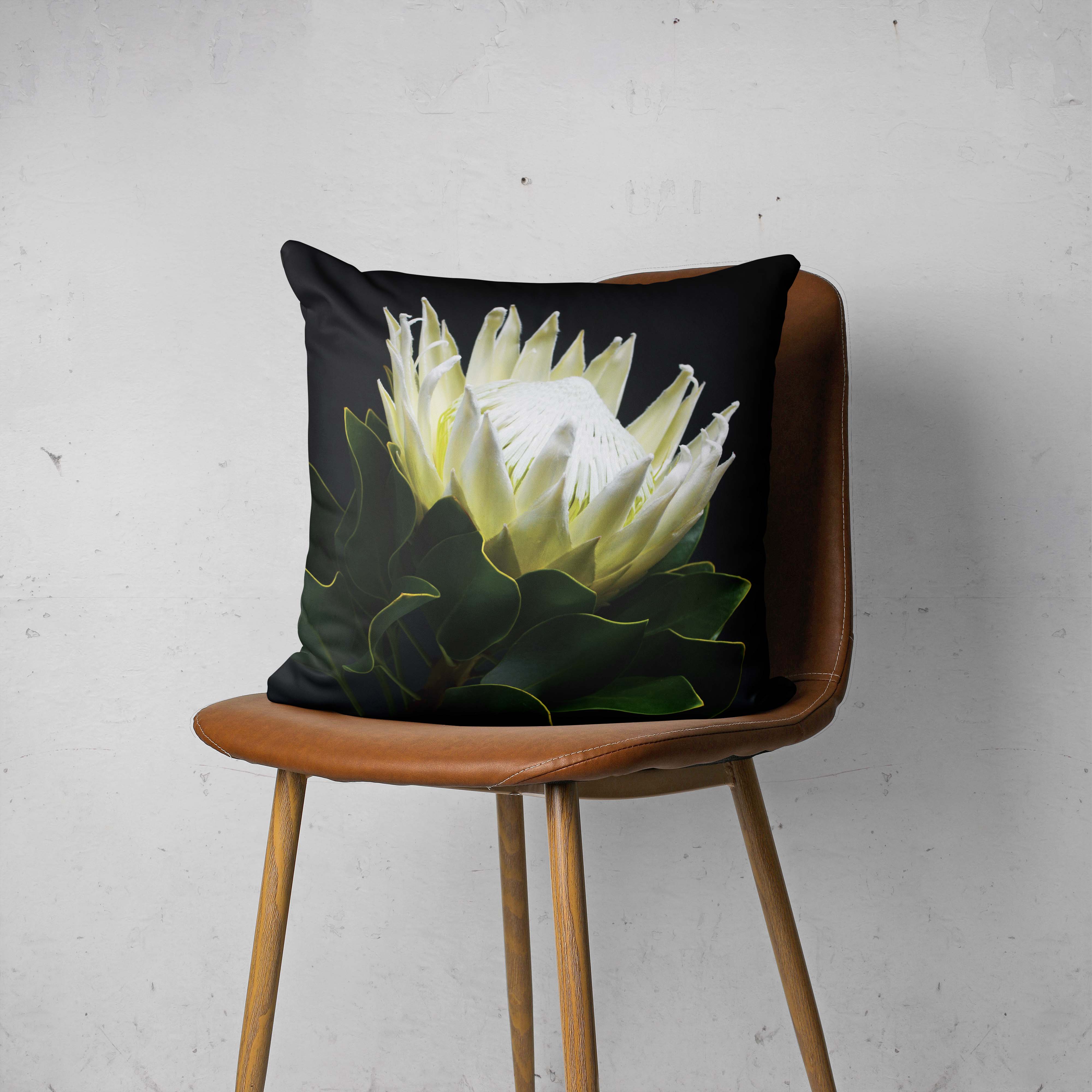 MIDNIGHT WHTIE PROTEA SCATTER CUSHION