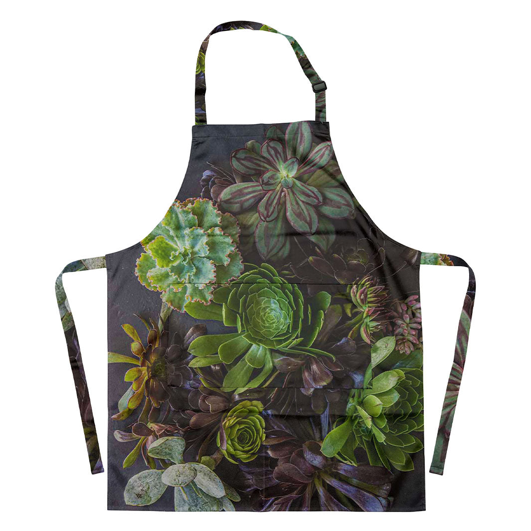 NATURAL GREEN AND PURPLE ALOE GARDEN APRON