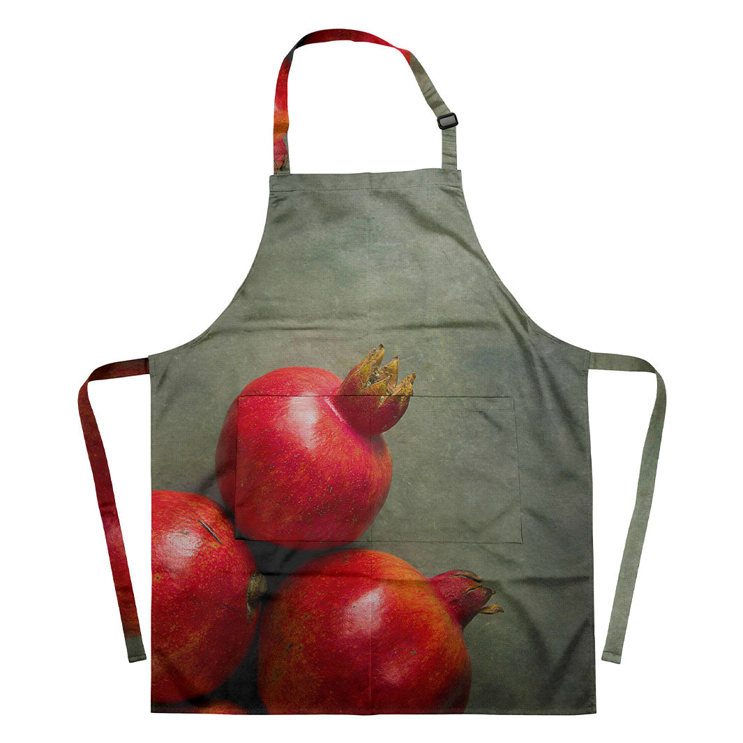 RED POMEGRANATE ON SLATE APRON